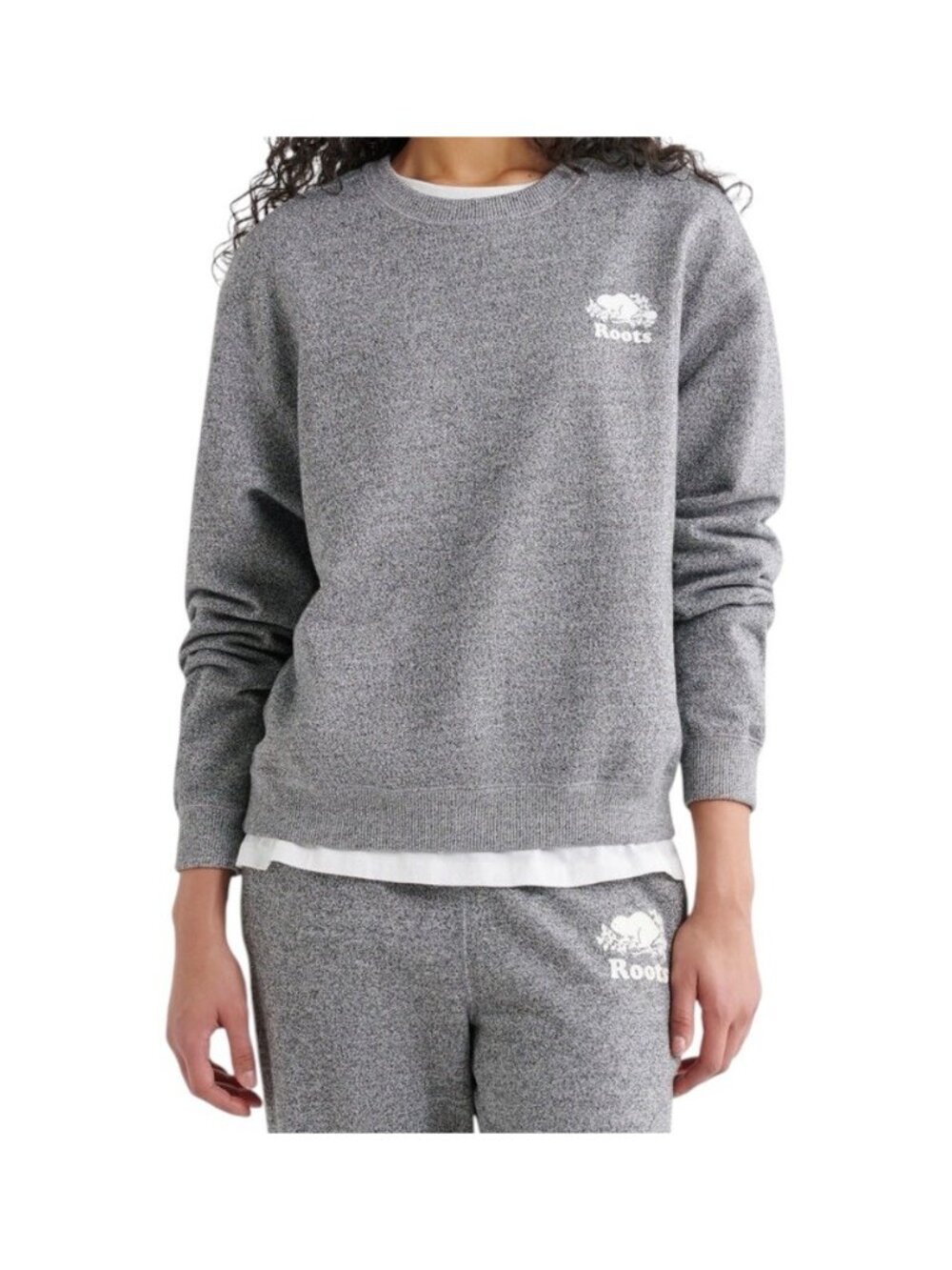 Roots Organic Cooper Gray Relaxed Preppy Loungewear Crewneck Sweater Size XL